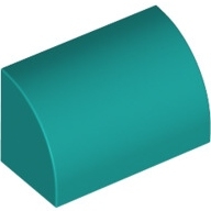 Lego kostka (kostička) 1x2x1 zakulacená nahoře hladká, tmavě tyrkysová (6267714, 6345262)